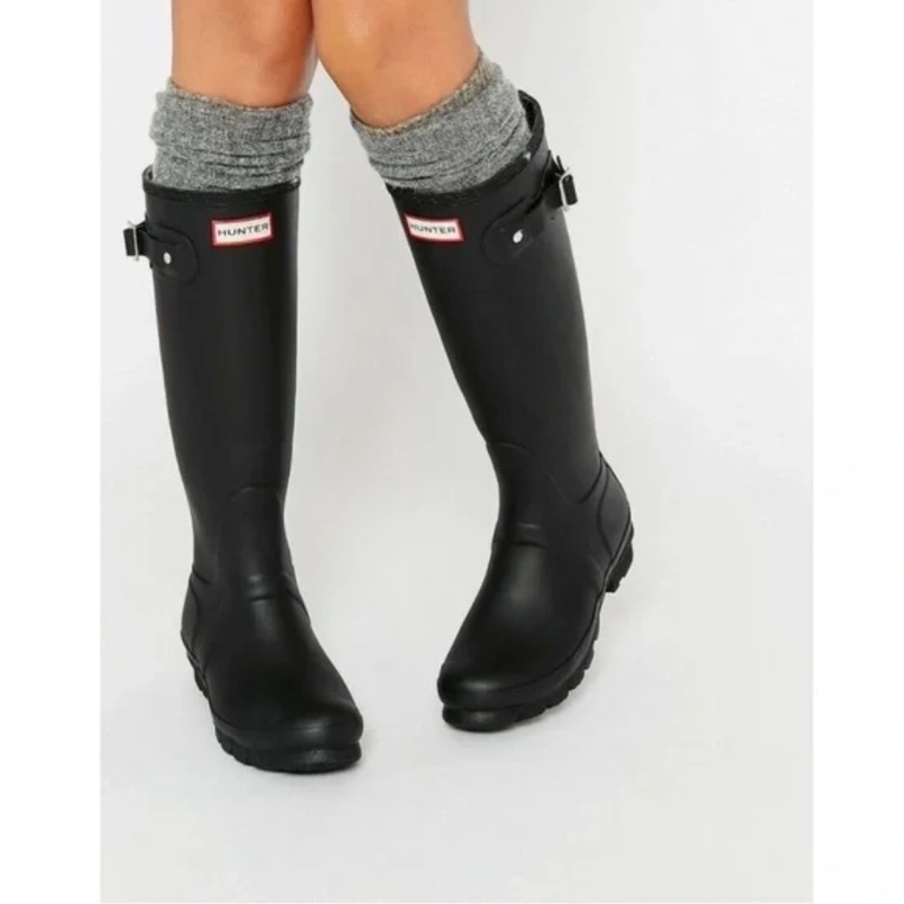 HUNTER Original Tall'Rain Boot in Black Matte Size US 9
